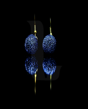 Blue Glitter Ear Rings